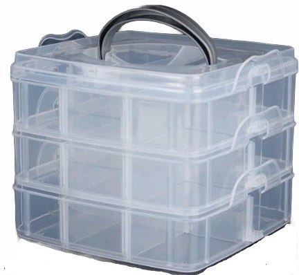 Organizer pojemnik 18 przegródek 3 warstwy 15x15x12,5cm P2007623 na śrubki / koraliki