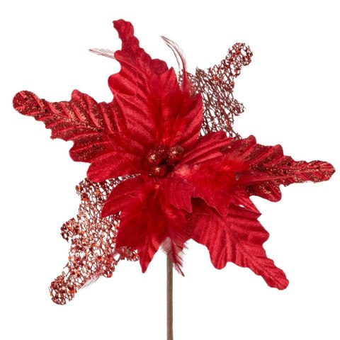 KWIAT ŚWIĄTECZNY DEKORACYJNY 225 FI 30 CM CZERWONY