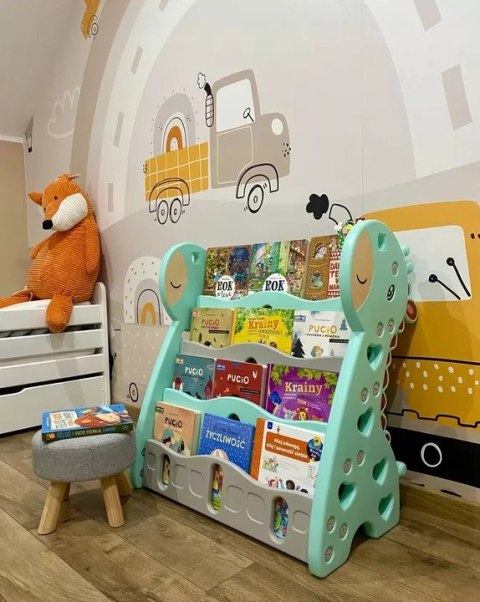 REGAŁ MONTESSORI NA KSIĄŻKI PÓŁKA SZAFKA POKÓJ DZIECIĘCY ŻYRAFKA ZIELONY Z33