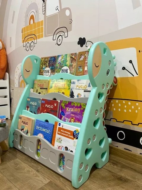 REGAŁ MONTESSORI NA KSIĄŻKI PÓŁKA SZAFKA POKÓJ DZIECIĘCY ŻYRAFKA ZIELONY Z33