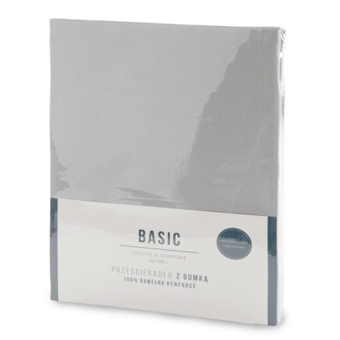 PRZEŚCIERADŁO Z GUMKĄ BASIC 180 X 200 X 30 CM JASNOSZARY