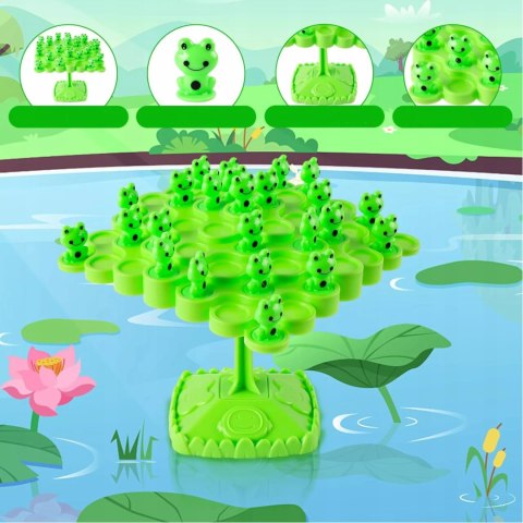 Gra zręcznościowa balansujące skaczące żabki drzewo 50el dla dzieci 96A