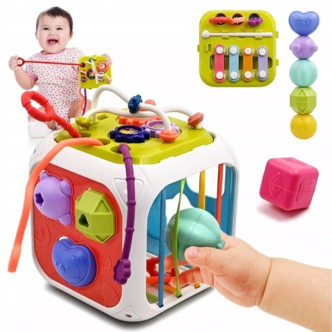 Edukacyjna kostka sensoryczna sorter kształtów klocki cymbałki 18m+ 688-62