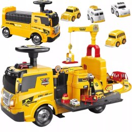 Jeździk 2w1pojazd budowlany + 4 autka rozkładany parking dźwig dźwięk ZH913