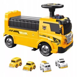 Jeździk 2w1pojazd budowlany + 4 autka rozkładany parking dźwig dźwięk ZH913