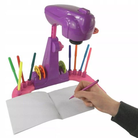 Projektor rzutnik do nauki rysowania mazaki slajdy różowy YM133