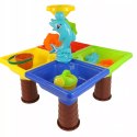 Stolik do piasku i do wody delfin młyn łopatka grabki foremki 25 el 9829