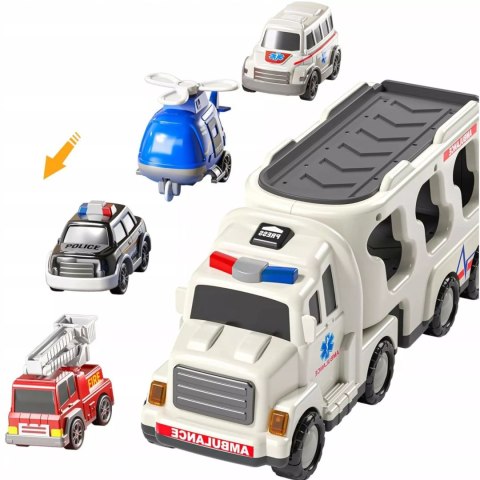 Zestaw laweta autka ambulans straż tir policja dźwięk światło SX600-21A