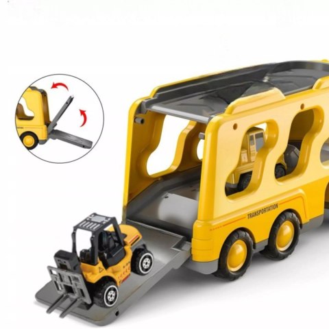 Zestaw laweta transportowa autka budowlane koparka dźwięk światło SX700-10