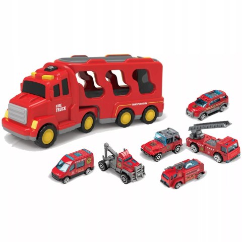 Zestaw strażacki laweta pojazdów straż pożarna tir dźwięk światło SX700-11