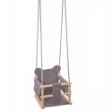 Huśtawka kubełkowa welurowa drewniana miś szara HWMSZ3718