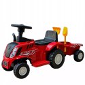 Traktor jeździk na akumulator z przyczepą elektryczny dla dzieci dźwięki czerwony