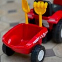 Traktor jeździk na akumulator z przyczepą elektryczny dla dzieci dźwięki czerwony