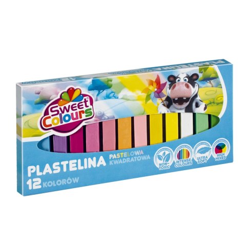 Plastelina kwadratowa pastelowa 12 kolorów Sweet Colours 92397 KOMA-PLAST