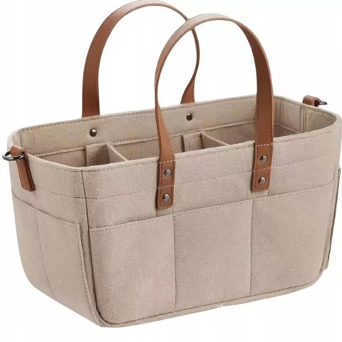 Duży Filcowy Organizer Beżowy XXL Dla Mamy i Maluszka Na Pieluszki i Akcesoria