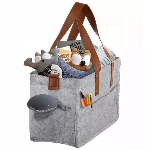Duży Filcowy Organizer Szary XXL Dla Mamy i Maluszka Na Pieluszki i Akcesoria