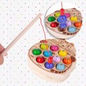 Drewniana gra łowienie rybek na magnes układanka Montessori 2 wędki kotek