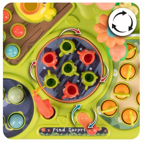 Stolik edukacyjny Montessori interaktywny młoteczek wędka marchewki rybki