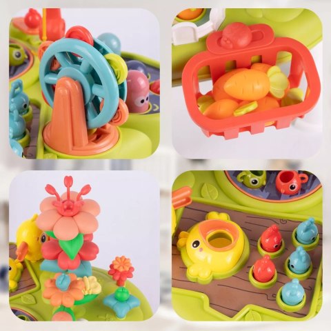 Stolik edukacyjny Montessori interaktywny młoteczek wędka marchewki rybki