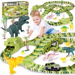 Tor samochodowy dla dzieci Dino Park wyścigowy zestaw 240 el dinozaury