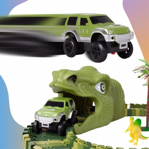Tor samochodowy dla dzieci Dino Park wyścigowy zestaw 240 el dinozaury