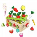 Układanka Montessori sorter klocków Złap Robaczka drewniany wózek marchewki