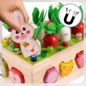 Układanka Montessori sorter klocków Złap Robaczka drewniany wózek marchewki