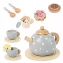 Drewniany zestaw do herbatki dla dzieci serwis do zabawy filiżanki szary