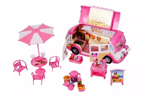 Kamper Lodziarnia dla Lalek - Food Truck, Mini Kawiarnia z Akcesoriami