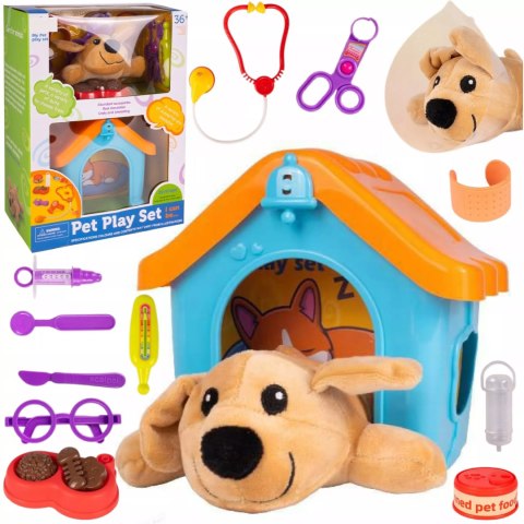 Zestaw Mały Weterynarz - Pluszowy Piesek z Budą i Akcesoriami Lekarskimi