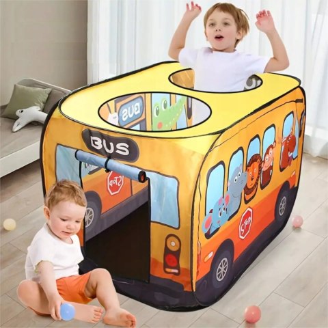 Duży namiot dla dzieci do zabawy Wesoły Autobus samo rozkładający się