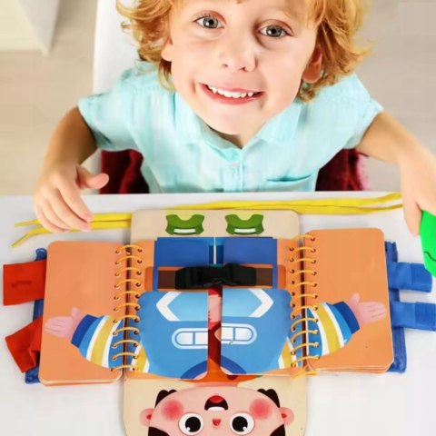 Edukacyjna tablica Montessori guziki suwaki rzepy naukaUbierania dla dzieci