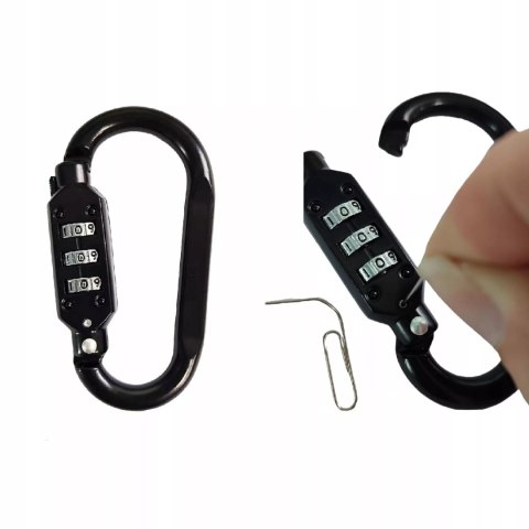 Karabińczyk z szyfrem mocne zapięcie brelok do wózka 3 cyfrowa