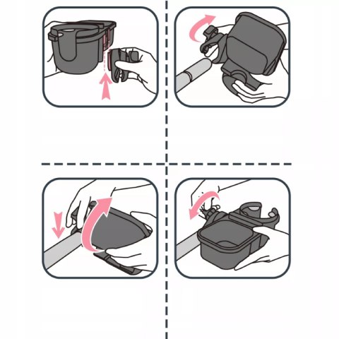 Uniwersalny uchwyt do wózka 3w1 na kubek telefon drobiazgi