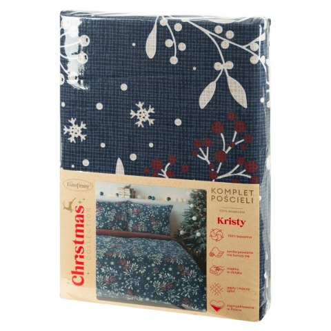 ŚWIĄTECZNY KOMPLET POŚCIELI KRISTY 160 X 200 CM GRANATOWY