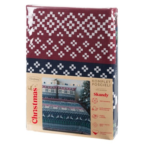 ŚWIĄTECZNY KOMPLET POŚCIELI SKANDY 160 X 200 CM GRANATOWY