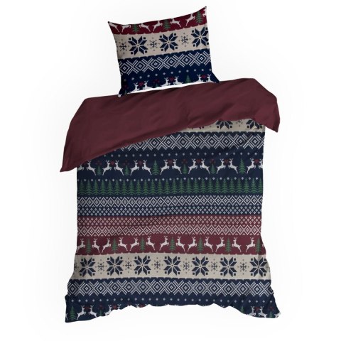 ŚWIĄTECZNY KOMPLET POŚCIELI SKANDY 160 X 200 CM GRANATOWY
