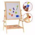 Drewniana Tablica Stojąca Dwustronna Kredowa i Suchościeralna dla dzieci