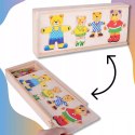 Drewniana układanka misie skrzynka klocki 74 el puzzle