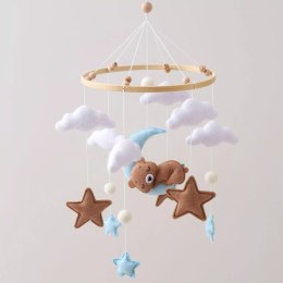 Karuzelka do Łóżeczka Dziecięcego Boho Naturalne Drewno + pałąk Bear & Moon