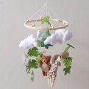 Karuzelka do Łóżeczka Dziecięcego Boho Naturalne Drewno z pałąkiem Safari