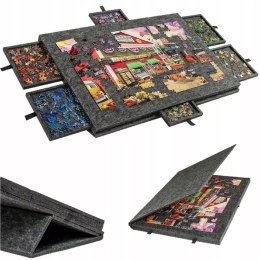 Ogromna mata filcowa do puzzli Stolik zamykany 6 szuflad organizer 77x54 cm