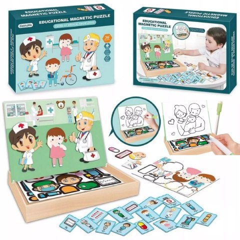 Tablica suchościeralna magnetyczna układanka lekarz doktor edukacyjna