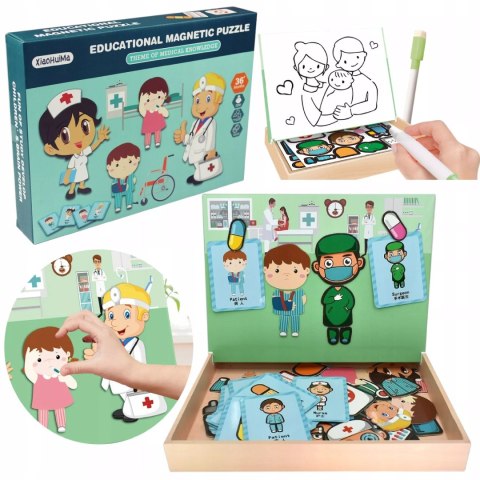 Tablica suchościeralna magnetyczna układanka lekarz doktor edukacyjna