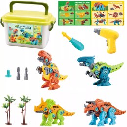 Zestaw Klocków konstrukcyjnych Dinozaury Wkrętarka na baterie i Śrubokręt