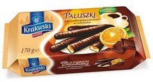 Ciastka BAHLSEN KRAKUSKI paluszki z galaretką pomarańcza w czekoladzie 144g