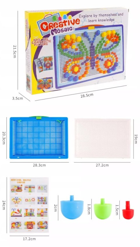 Puzzle pinezki grzybki kreatywna układanka 3+ walizka