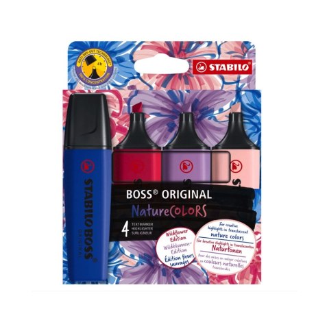 Zakreślacz Stabilo BOSS Original NatureColors, Wildflower, 4 kolory, 70/4_1_103_5 4 SZTUKI