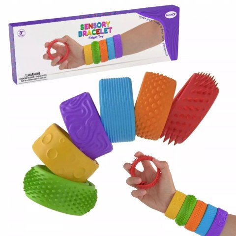 Komplet 6 kolorowych bransoletek sensorycznych antystresowych dla dzieci