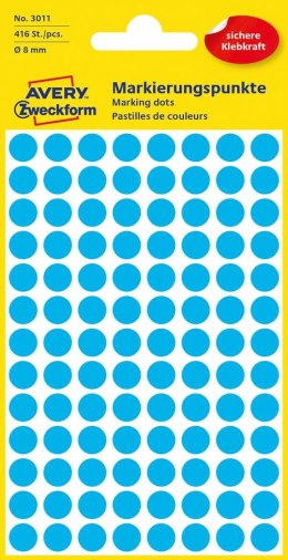 Kółka do zaznaczania śr. 8 mm, niebieskie etykiety papierowe, etykiety okrągłe z trwałym klejem, etykiety do oznaczenia 416 etyk